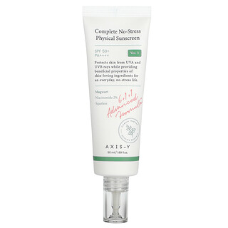 Axis-Y, Protector solar físico completo sin estrés, FPS 50+, PA ++++, Versión 3, 50 ml (1,69 oz. Líq.)