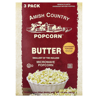 Amish Country Popcorn, 微波爆米花，黃油香，3 袋，每袋 3.5 盎司（99 克）