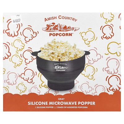 Product Image for Amish Country Popcorn, Silicone Microwave Popcorn Popper, Gray, 4 Pieces
