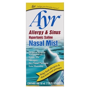 Отзывы о AYR, Allergy & Sinus Hypertonic Saline Nasal Mist, 1.69 fl oz (50 ml)