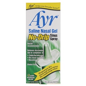 Отзывы о AYR, Saline Nasal Gel, No-Drip Sinus Spray, 0.75 fl oz (22 ml)