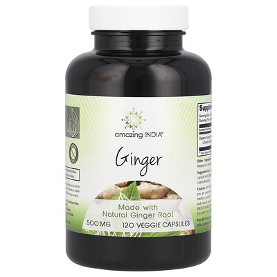 Amazing India, Jengibre, 500 mg, 120 cápsulas vegetales
