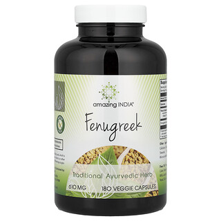 Amazing India, Fenugreek, 180 Veggie Capsules (610 mg per Capsule)