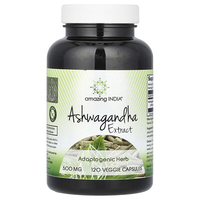 Amazing India, Extracto de ashwagandha, 500 mg, 120 cápsulas vegetales