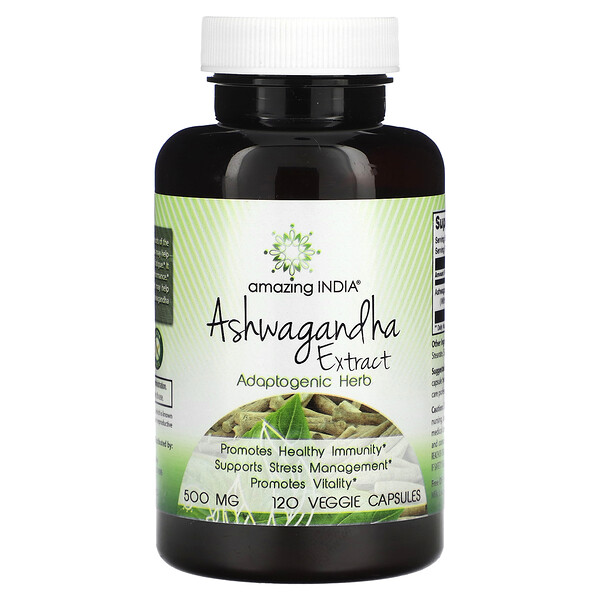 Amazing India, Ashwagandha Extract, 500 Mg, 120 Veggie Capsules