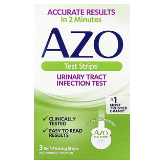 AZO, Test Strips®, Test d'infection des voies urinaires, 3 bandelettes d'auto-test