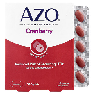 AZO, Arándano rojo, Salud urinaria, 50 comprimidos oblongos