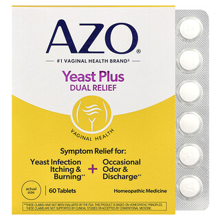 AZO, Yeast Plus, dubbel lindring, 60 tabletter