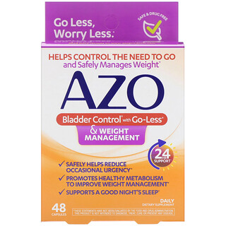 Azo, 含 Go-Less 的膀胱控制和体重管理胶囊，48 粒胶囊