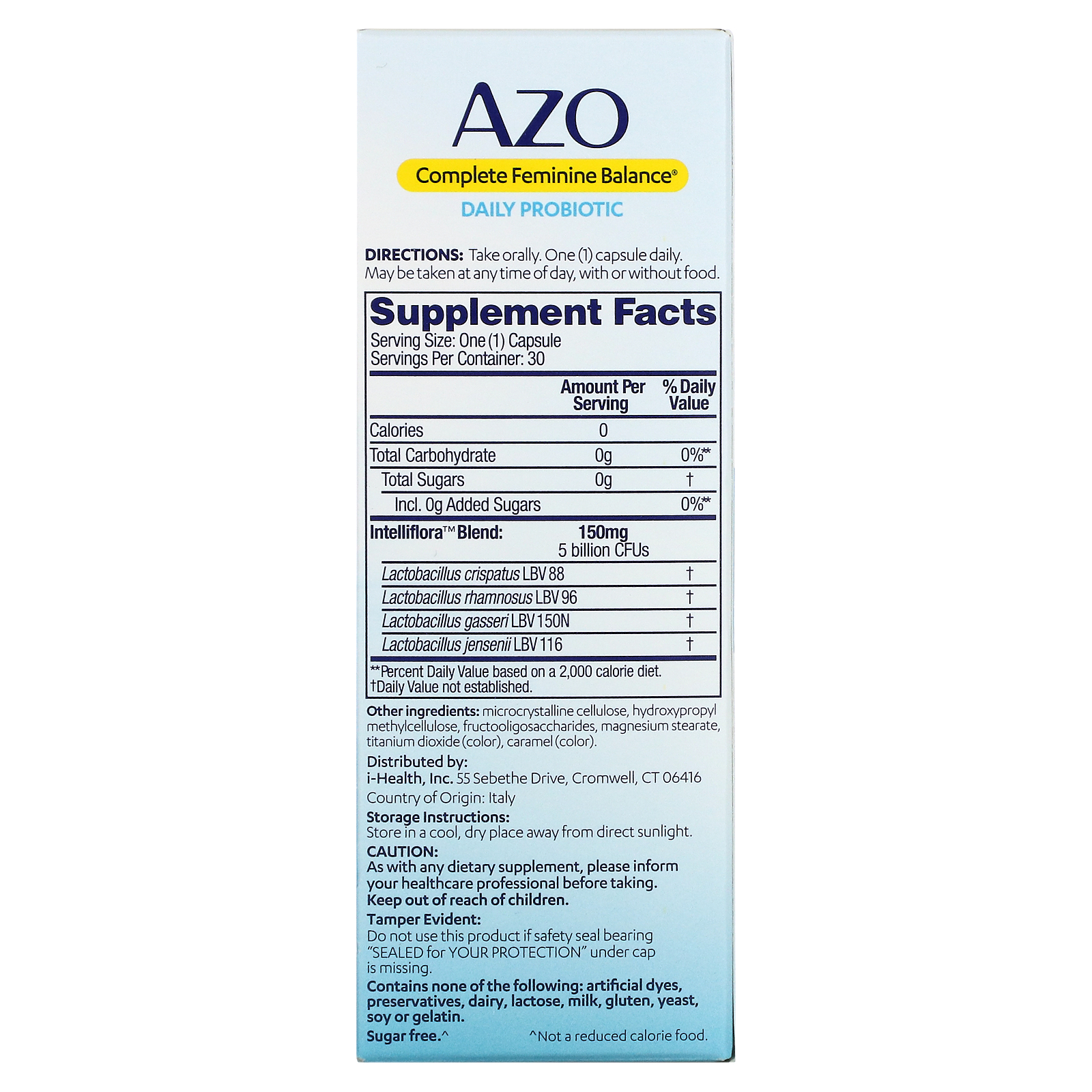 Azo Complete Feminine Balance Daily Probiotic 5 Billion 30 Once Daily Capsules 9683