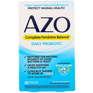 Azo, Complete Feminine Balance, tägliches Probiotikum für die weibliche Gesundheit, 30 Kapseln einmal täglich