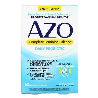 Azo Complete Feminine Balance, Daily Probiotic, 60 Once Daily Capsules