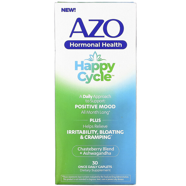 Azo, Hormonal Health, Happy Cycle, 30 Once Daily Caplets ...