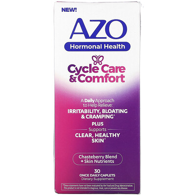 Azo Hormonal Health, Cycle Care & Comfort, 30 Once Daily Caplets