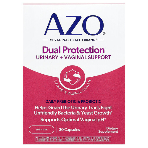 AZO, Dual Protection, Urinary + Vaginal Support, 30 Once Daily Capsules