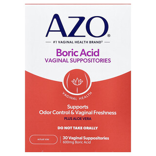 AZO, Ácido bórico, Supositorios vaginales, 600 mg, 30 supositorios