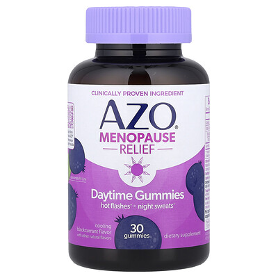 AZO, Alivio de la menopausia, Gomitas para el día, Grosella negra refrescante, 30 gomitas