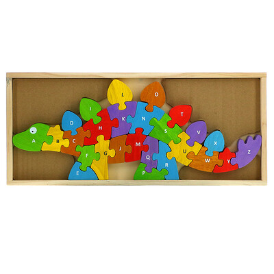 Begin Again Toys Динозавры от А до Я, Teach & Play Puzzle, для детей от 2 лет, набор из 25 предметов