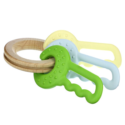 Begin Again Toys Green Keys, прорезыватель для зубов и игрушка-зажим, для детей от 6 месяцев, 1 штука