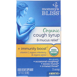 Mommy's Bliss, Organic, Cough Syrup & Mucus Relief, + Immunity Boost, 4 Months +, 1.67 fl oz (50 ml)