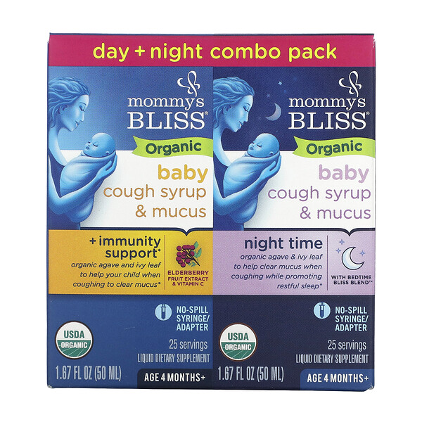 Mommy's Bliss, Baby, Organic Cough Syrup & Mucus, Day/Night Pack, Age 4