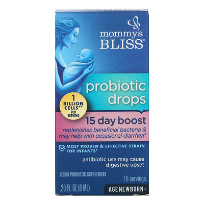Mommy's Bliss Пробиотические капли, 15-дневная стимуляция, от самого рождения, 6 мл (0,20 жидкой унции)
