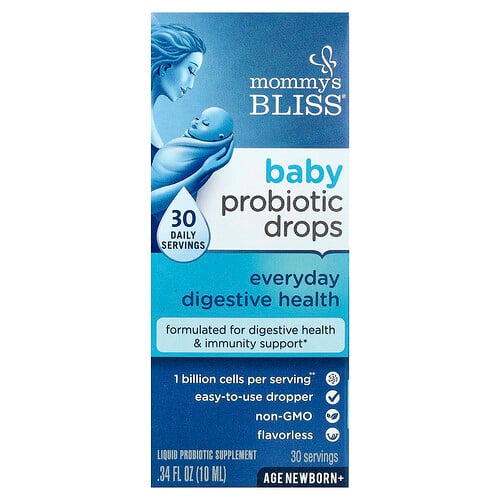 Mommy's Bliss, Baby Probiotic Drops, Everyday Digestive Health, Newborn+, probiotische Tropfen für eine gesunde Verdauung von Neugeborenen und Babys, 10 ml (0,34 fl. oz.)