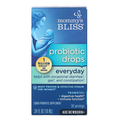 Mommy's Bliss Капли с пробиотиками, На каждый день, Для новорожденных и старше, 0,34 ж. унц.(10 мл)