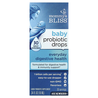 Mommy's Bliss, Titisan Probiotik Bayi, Kesihatan Pencernaan Setiap Hari, Bayi Baru Lahir+, 0.34 fl oz (10 ml)