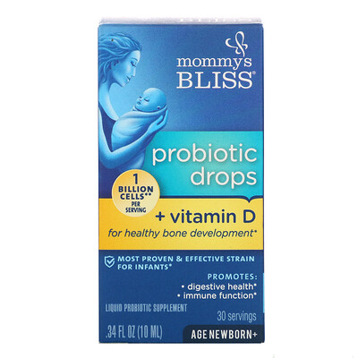 Mommy's Bliss Капли с пробиотиком + витамин D, 0,34 жидкие унции (10 мл)