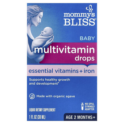 Mommy's Bliss, Suplemento multivitamínico en gotas para bebés, Vitaminas esenciales más hierro, Bebés de 2 meses en adelante, 30 ml (1 oz. líq.)