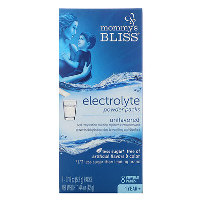 Mommy's Bliss Electrolyte Powder Packs, Unflavored, 1 Year +, 8 Powder Packs, 0.18 oz (5.2 g) Each
