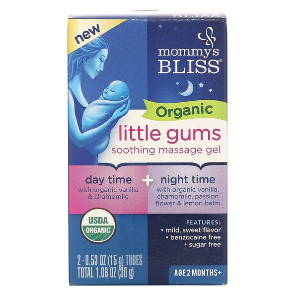 Organic Little Gums, Soothing Massage Gel, Day/Night Pack , Age 2 Months+, 2 Tubes , 0.53 oz (15 g) Each