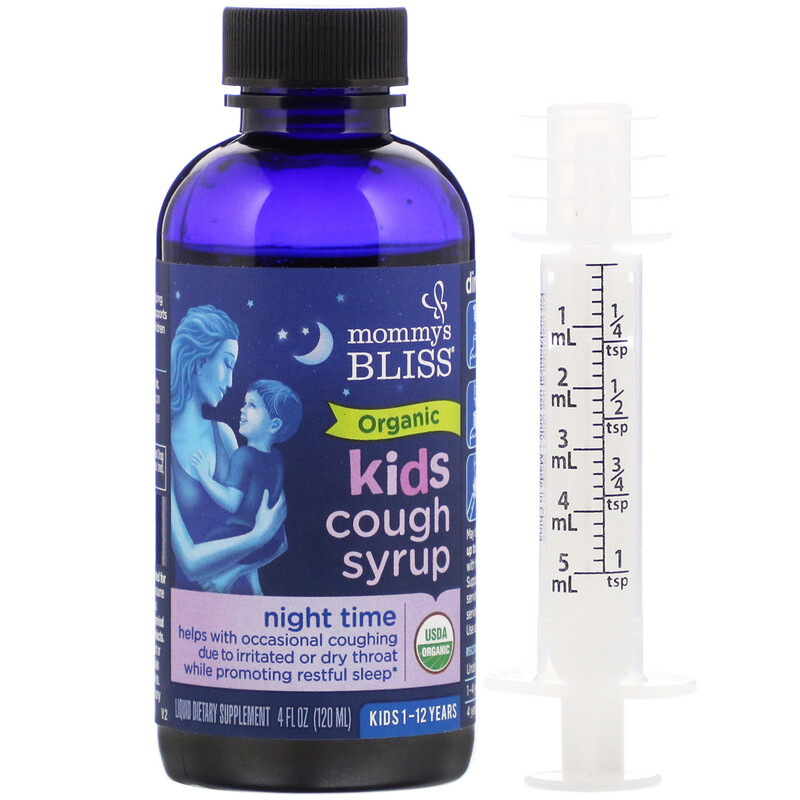 Mommy's Bliss, Kids, Organic Cough Syrup, Night Time, 1-12 Yrs, 4 fl oz ...