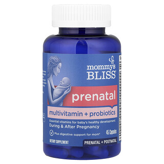 Mommy's Bliss, Multivitamínico + Probióticos pré-natal, 45 cápsulas