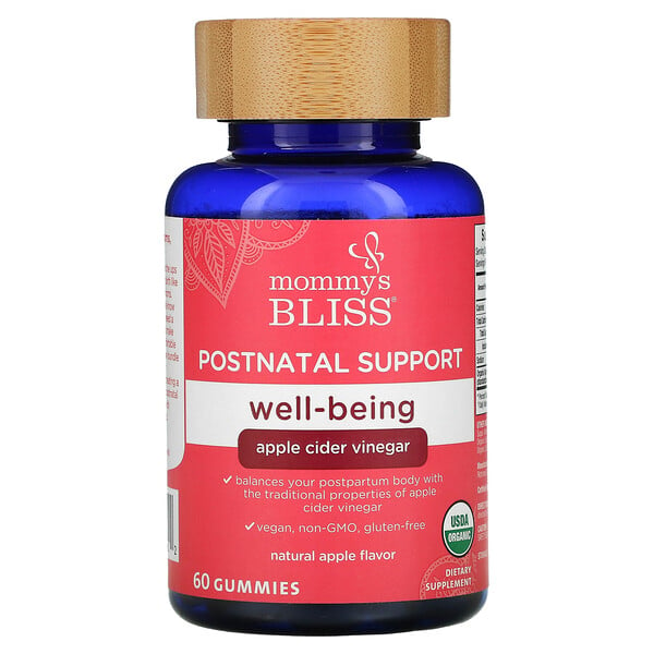 Mommy's Bliss‏, Postnatal Support, Well-Being, Natural Apple, 60 Gummies