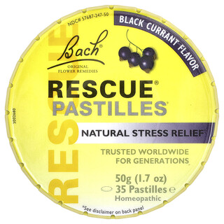 Bach, Pastilles Rescue®, Soulagement naturel du stress, Cassis, 35 pastilles