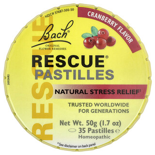 Bach, Rescue® Pastilles, přírodní úleva od stresu, brusinka, 35 pastilek