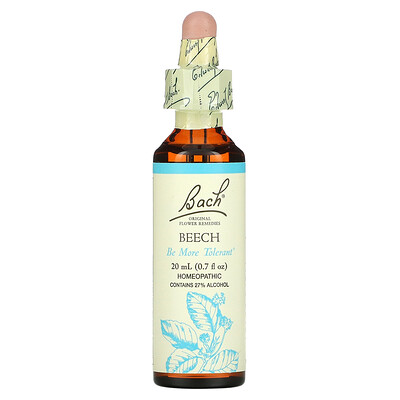 

Bach, Original Flower Remedies, Beech, 0.7 fl oz (20 ml)