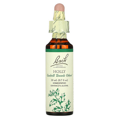 

Bach, Original Flower Remedies, Holly, 0.7 fl oz (20 ml)