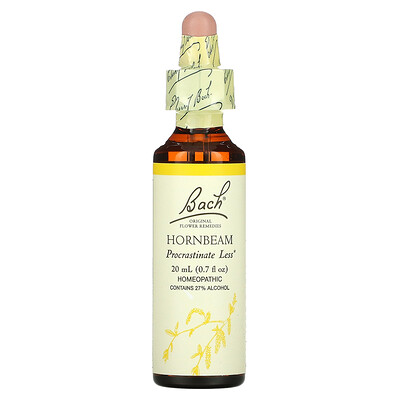 

Bach, Original Flower Remedies, Hornbeam, 0.7 fl oz (20 ml)