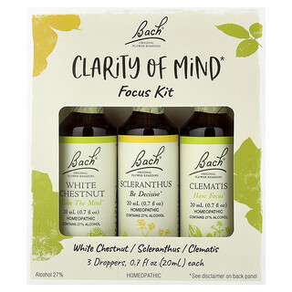 باش‏, مجموعة Clarity of Mind Focus ، 3 قطرات ، 0.7 أونصة سائلة (20 مل) لكل منها