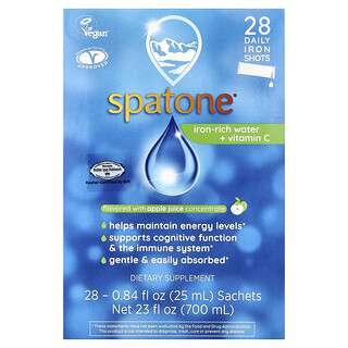 Bach, Spatone®, Agua rica en hierro y vitamina C, Zumo de manzana, 28 sobres, 25 ml (0,84 oz. líq.) cada uno