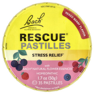 Bach, Rescue®, пастилки для снятия стресса, ягодный вкус, 35 пастилок