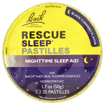 Bach, Rescue Sleep®, Pastillas, Grosella negra, 35 pastillas