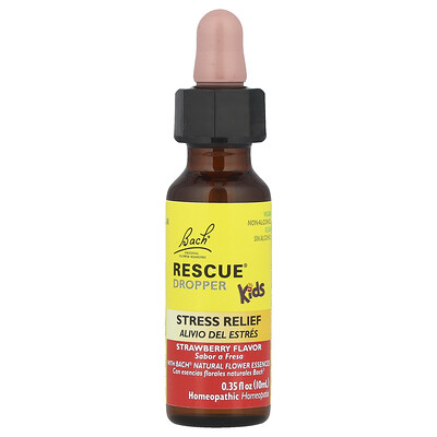 Product Image for Bach, Rescue Dropper Kids, Stress Relief, For Ages 2 & Up, Strawberry, 0.35 fl oz (10 ml)