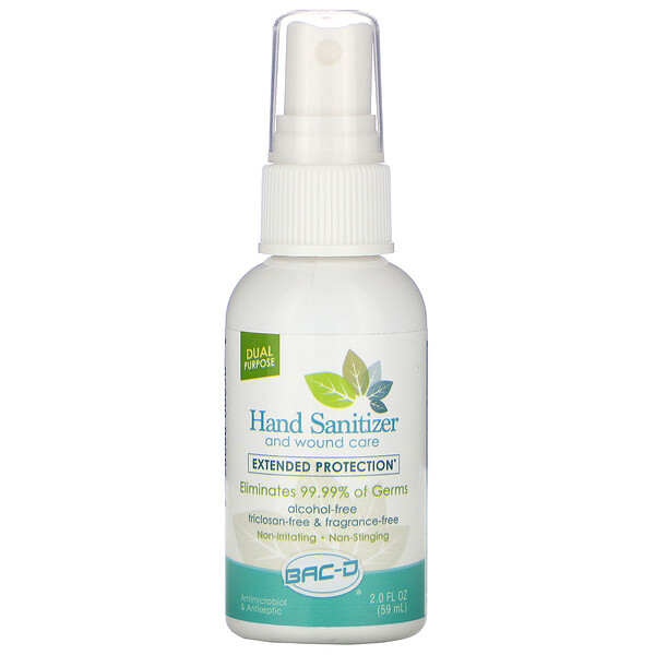 BAC-D, Hand Sanitizer and Wound Care, Alcohol Free, 2 fl oz (59 ml)