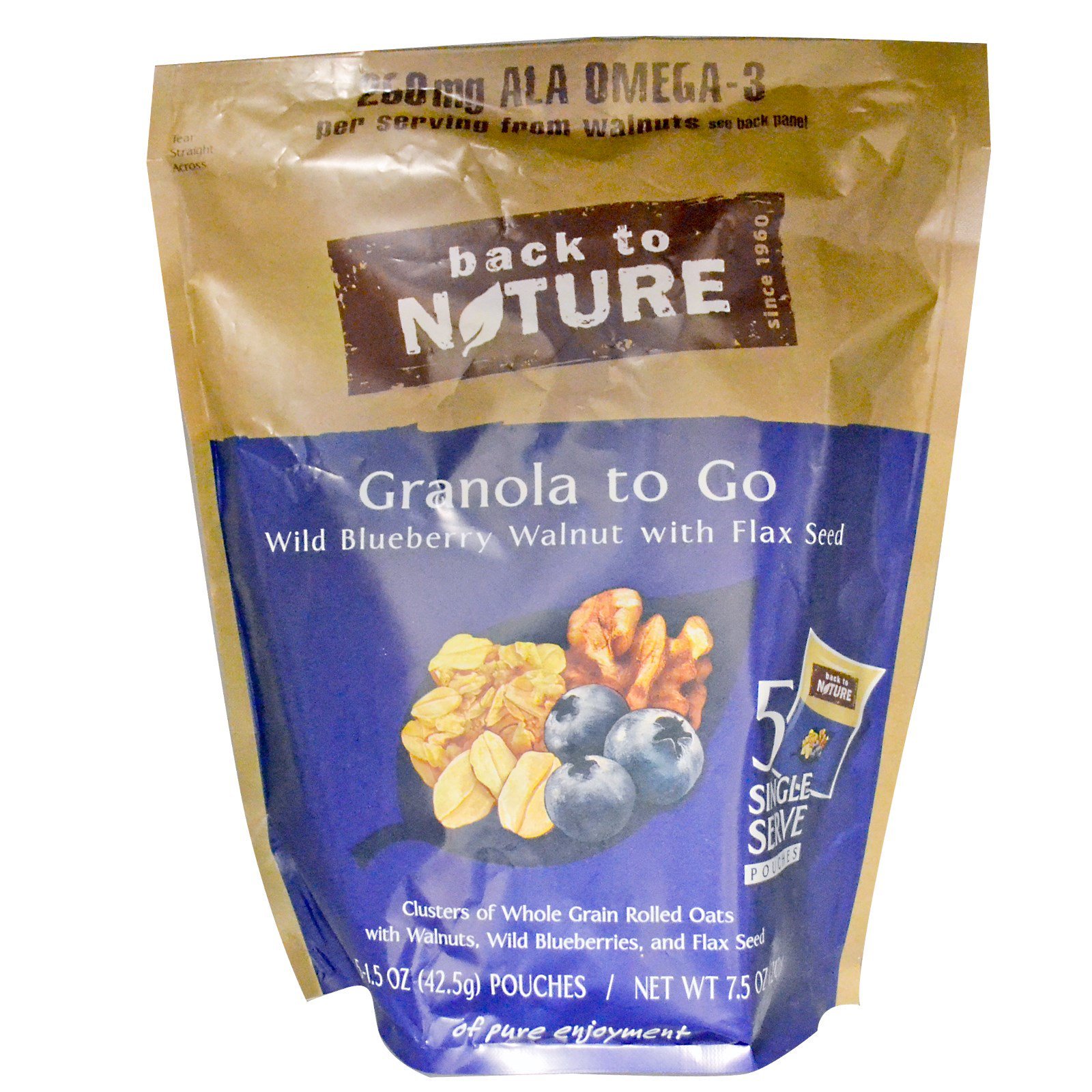 Back To Nature Granola To Go Wild Blueberry Walnut With Flax Seed 5 Pouches 1 5 Oz 42 5 G Each Iherb