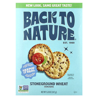 Back to Nature‏, קרקרים, חיטה Stoneground, 142 גרם (5 אונקיות)