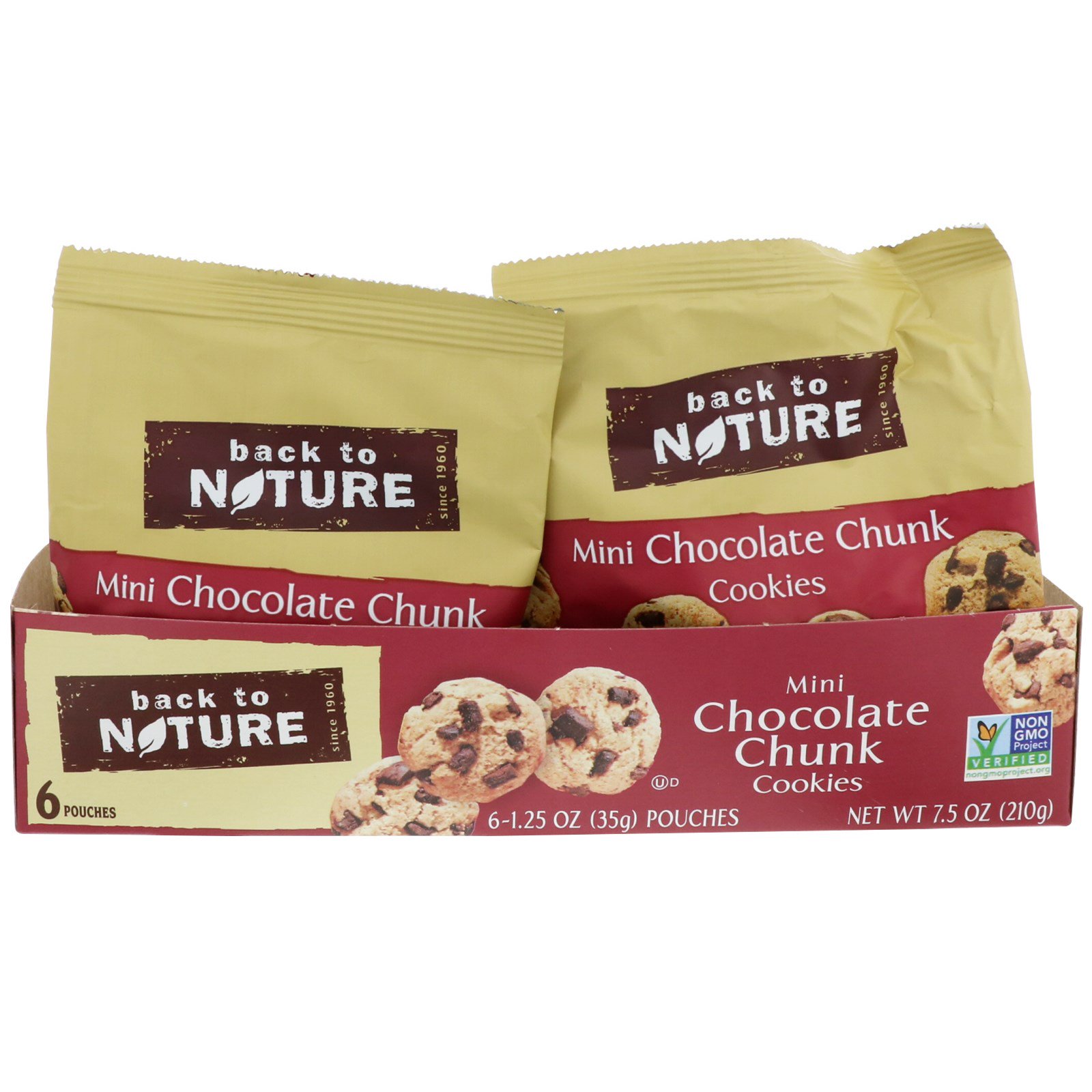 Back To Nature Cookies Mini Chocolate Chunk 6 Pouches 1 25 Oz 35 G Each Iherb